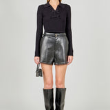 Lace Trimed Leather Shorts