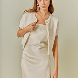 Short Sleeve Collared Knit Cardigan