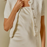 Short Sleeve Collared Knit Cardigan