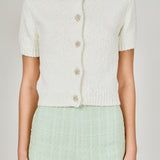 Short Sleeve Collared Knit Cardigan