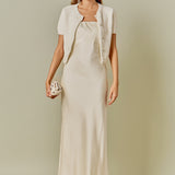 Short Sleeve Collared Knit Cardigan