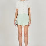 Short Sleeve Collared Knit Cardigan