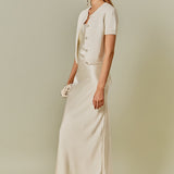 Short Sleeve Collared Knit Cardigan