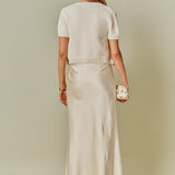 Short Sleeve Collared Knit Cardigan