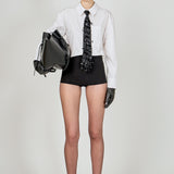 Detachable Sequin Tie Shirt