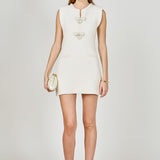 Sleeveless Mini Knit Dress With Bow Accents