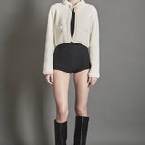 Cardigan Featuring Braided Trim and Bow Accents