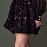 Colette Floral Sequin Bubble Mini Skirt
