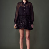 Colette Floral Sequin Bubble Mini Skirt