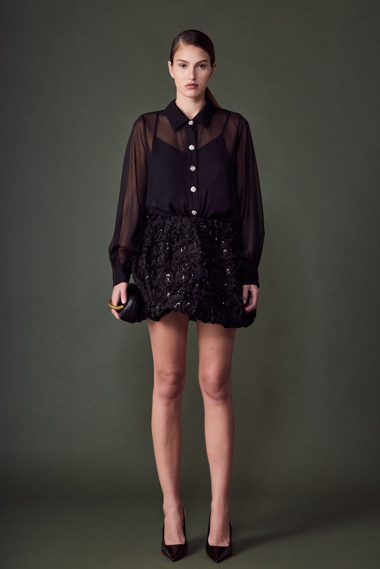 Colette Floral Sequin Bubble Mini Skirt