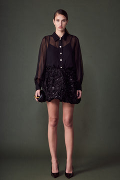 Colette Floral Sequin Bubble Mini Skirt