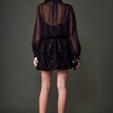 Colette Floral Sequin Bubble Mini Skirt