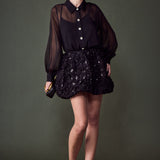 Colette Floral Sequin Bubble Mini Skirt