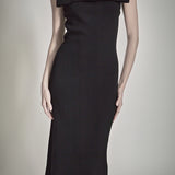 Bow Detailed Tube Midi Knit Dress