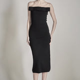 Bow Detailed Tube Midi Knit Dress