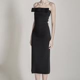 Bow Detailed Tube Midi Knit Dress