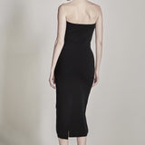 Bow Detailed Tube Midi Knit Dress