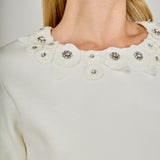 Floral Detail Short Sleeve Sweater