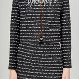 Feather Detailed Bow Tweed Jacket