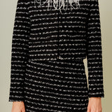 Feather Detailed Bow Tweed Jacket