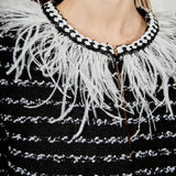 Feather Detailed Bow Tweed Jacket