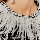 Feather Detailed Bow Tweed Jacket