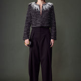 Feather Detailed Bow Tweed Jacket