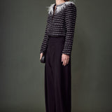 Feather Detailed Bow Tweed Jacket