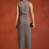 Gia Knitted Chain Detail Sleeveless Midi Dress