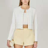 Flower and Pearl Trim Knit Cardigan
