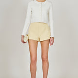Flower and Pearl Trim Knit Cardigan