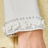 Flower and Pearl Trim Knit Cardigan