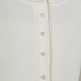 Flower and Pearl Trim Knit Cardigan