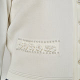 Flower and Pearl Trim Knit Cardigan