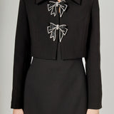 Rhinestone Bow Cropped Jacket