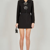 Rhinestone Bow Cropped Jacket