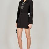 Rhinestone Bow Cropped Jacket