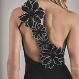 Flower Detail One Shoulder Knit Maxi Dress