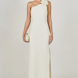 Flower Detail One Shoulder Knit Maxi Dress
