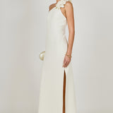 Flower Detail One Shoulder Knit Maxi Dress