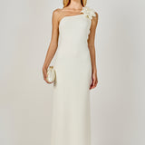 Flower Detail One Shoulder Knit Maxi Dress