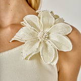 Flower Detail One Shoulder Knit Maxi Dress