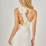 Flower Detail One Shoulder Knit Maxi Dress