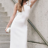 Flower Detail One Shoulder Knit Maxi Dress