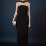 Neck Detail Fitted Maxi Dress