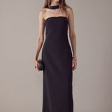 Neck Detail Fitted Maxi Dress