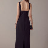 Neck Detail Fitted Maxi Dress