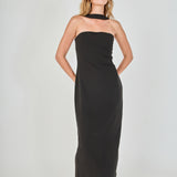 Neck Detail Fitted Maxi Dress