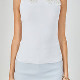 Flower Trim Detail Sleeveless Top