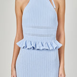Ruffle Knit Halter Tie Top